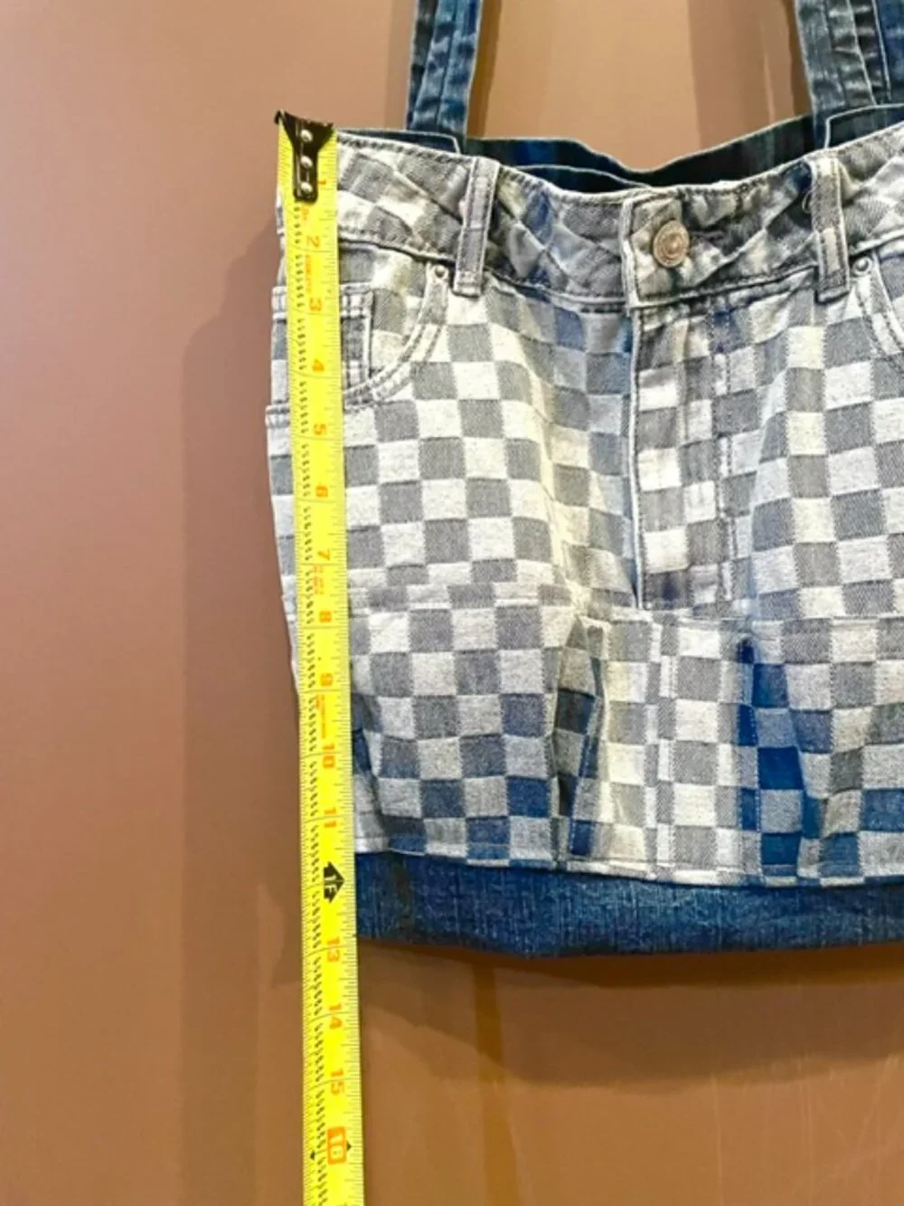 Up-Craft Denim Checker Tote Bag 12 x 13 inches